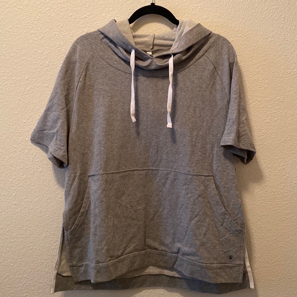 NWT Fabletics size XXL French Terry oversized with hood grey sweatshirt